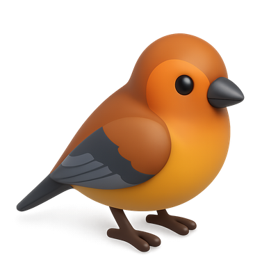 3D Finch Icon in Isometric View with Volumetric Feel
