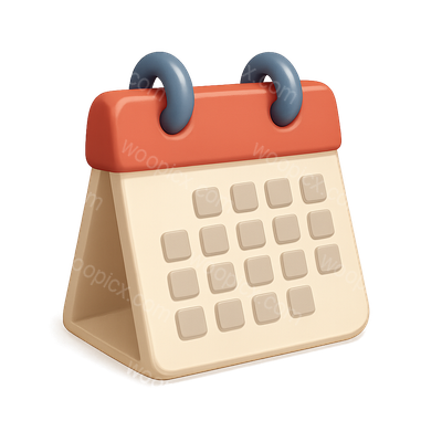 3D Desk Calendar Icon with Volumetric Design