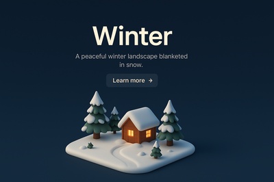 Serene Winter Scene with Cozy Cabin and Snowy Landscape