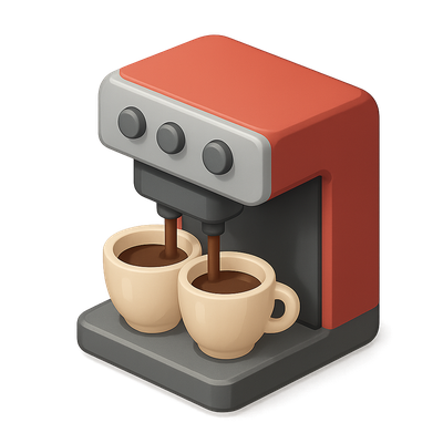 Stylish 3D Coffee Machine with Two Cups