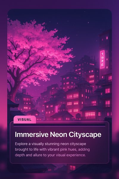 Vibrant Neon Japanese Night Cityscape Illustration