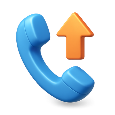 3D Phone Handset Icon with Upward Arrow Illustration