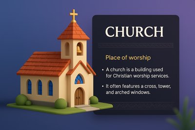 3D Church Design with Integrated Text and Graphics