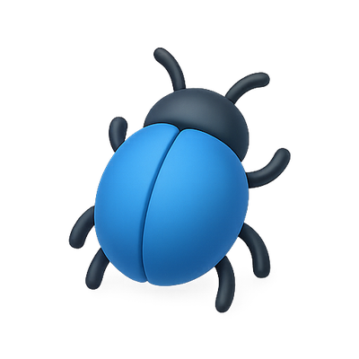 Stylized Blue and Black Beetle Illustration