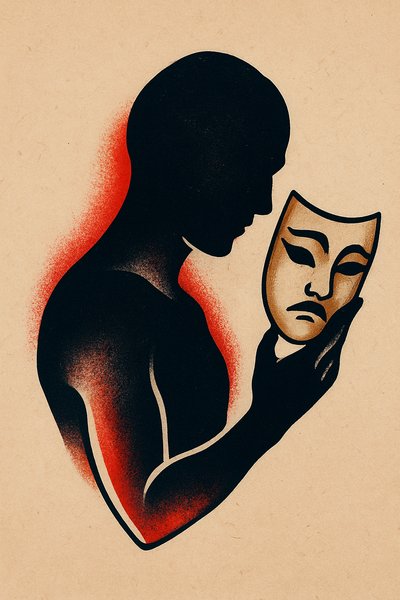 Silhouette with a Mask: Classic Tattoo Design
