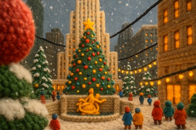 Whimsical Christmas Scene at Rockefeller Center