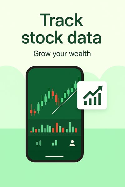 Financial App Promotional Graphic Showcasing Stock Tracking