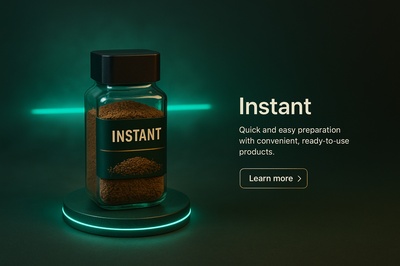Realistic 3D Scene of Instant Coffee in Neon Accents
