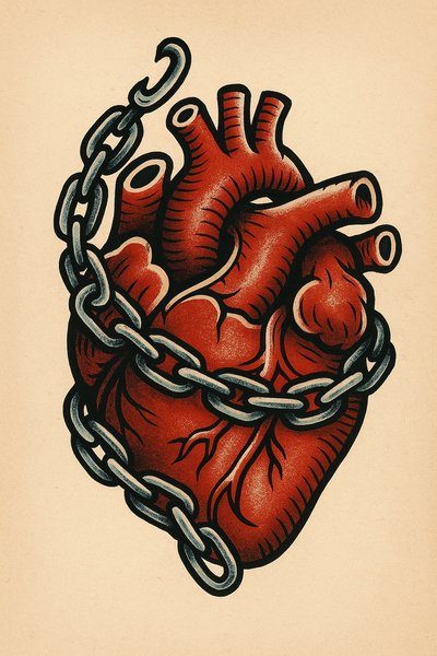 Heart Bound in Chains: A Classic Tattoo Design