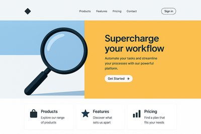 Modern Minimalist Landing Page Design with Search Icon