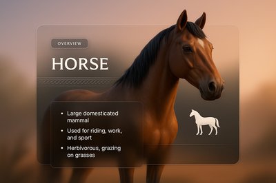 3D Horse Illustration with Informative Overlay