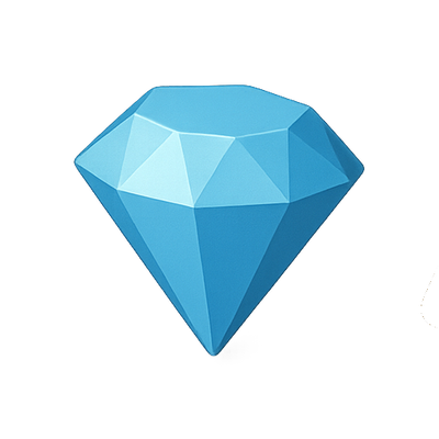 Stylized Blue Diamond Icon with Geometric Design