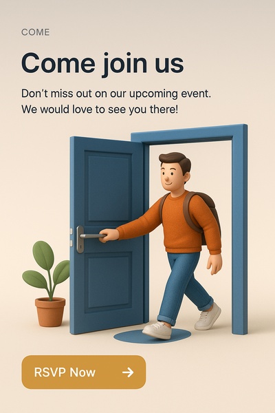 Detailed 3D Illustration of an Invitation Scene