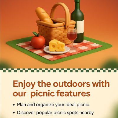 Picnic Landing Page Design with 3D Elements