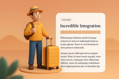 Traveler with Suitcase in a Stylish 3D Illustration