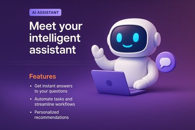 Engaging AI Assistant Landing Page Design with Features