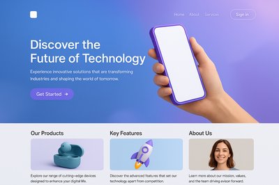 Layered Landing Page Design Featuring Technology Theme