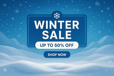 Winter Sale Promotional Banner with Snowy Background