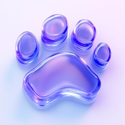 Stylized Transparent Paw Print Icon with Gradient Colors