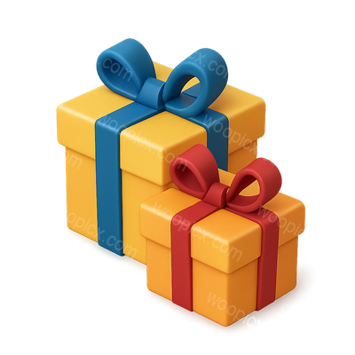 Colorful 3D Gift Icons with Ribbons