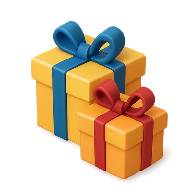 Colorful 3D Gift Icons with Ribbons