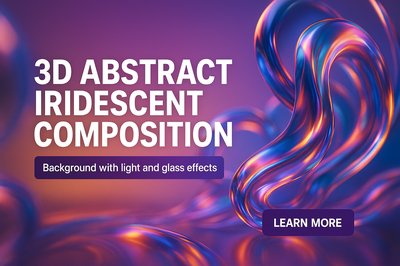 3D Abstract Iridescent Composition with Light and Glass Effects