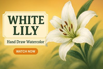 Hand-Drawn Watercolor Illustration of a White Lily