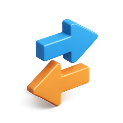3D Opposing Arrow Icons in Isometric View