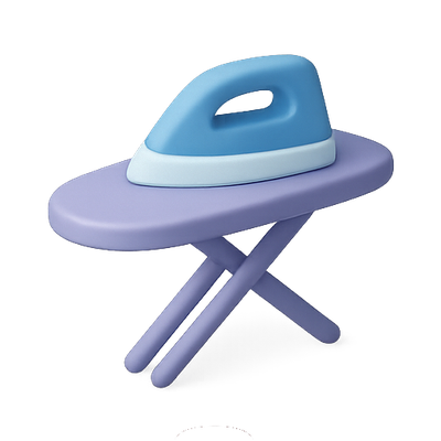 Stylized Illustration of an Iron on an Ironing Board