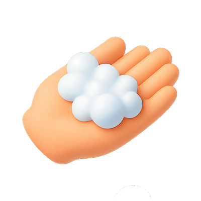 Illustration of a Hand Holding Soft Clouds