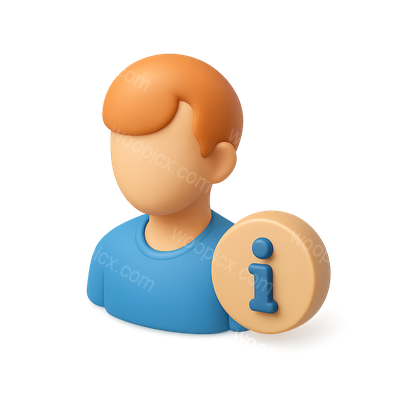 Stylized 3D Profile Icon with Info Symbol
