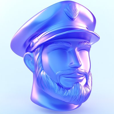 Stylized 3D Render of a Male Character in a Police Cap
