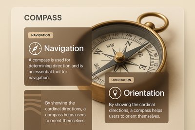 Stylish Compass Illustration with Navigation Details