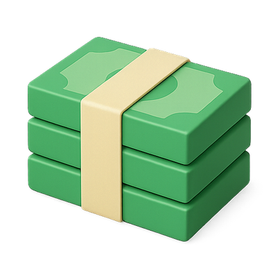 Realistic 3D Stack of Money with Band