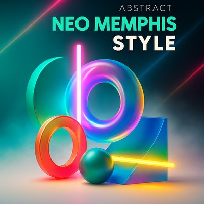 Vibrant Abstract Neo Memphis Style with Neon Lights