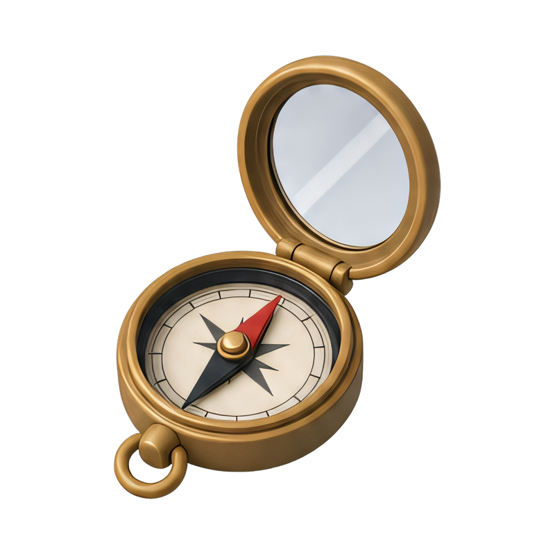 compass with reflective mirror