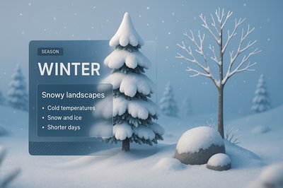 3D Winter Illustration with Transparent Panel
