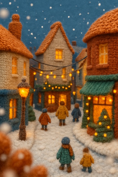 Charming Knitted Winter Scene in Brighton