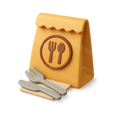 3D Food Delivery Icon with Utensils for Online Delivery Services