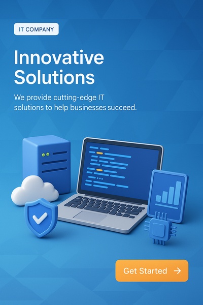 3D Illustration for IT Company with Blue Triangles