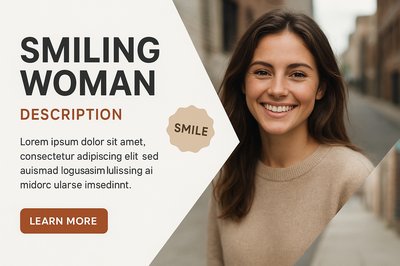 Realistic Portrait of a Smiling Young Woman on White Background