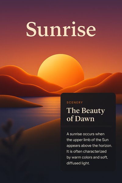 Stunning 3D Illustration of a Sunrise with Text Overlay