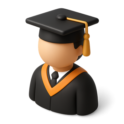Stylish 3D Bachelor Icon with Graduation Cap