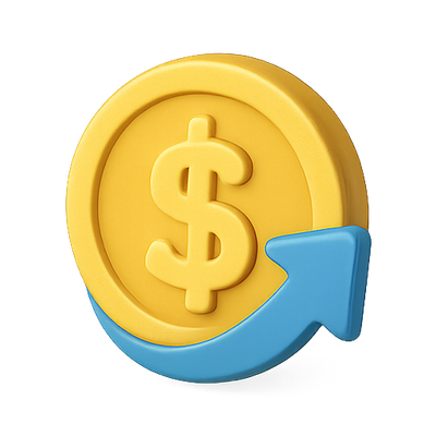 3D Dollar Coin Icon with Recycle Arrow Design