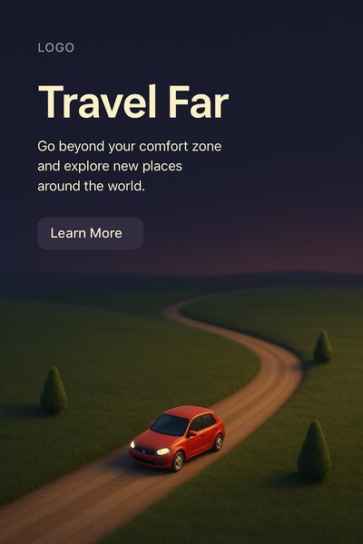 3D Scene of a Car on a Road at Dusk