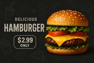 Dynamic Summer Burger Advertisement with Bold Typography