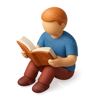 3D Icon of a Person Reading in Isometric View