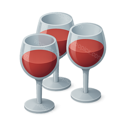 Stylish 3D Wine Glasses with Red Wine