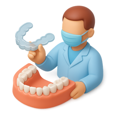 3D Dental Retainer Fitting Scene with Dentist