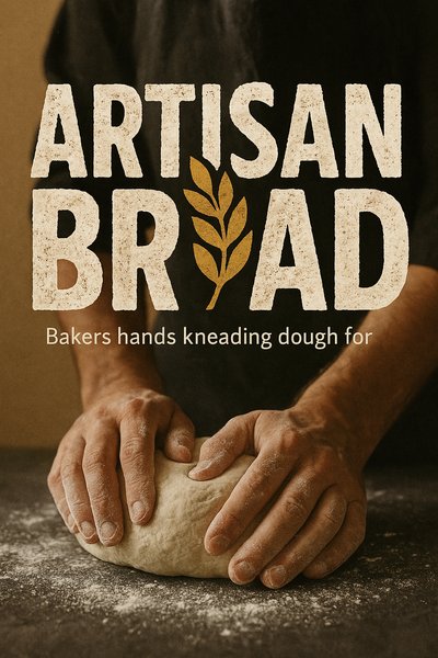 Artisan Bread Preparation Image with Hands Kneading Dough